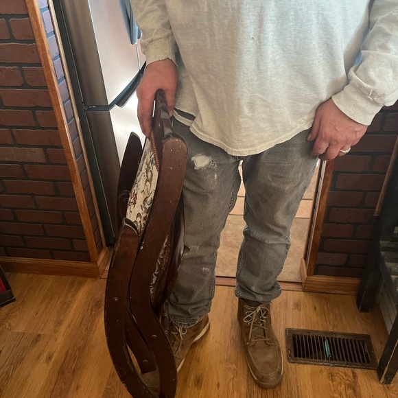 1920's Red wood hand carved folding sewing chair1